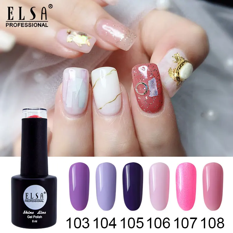 Гель лак для ногтей Эльзы 8 мл высококачественный низкая цена черная бутылка