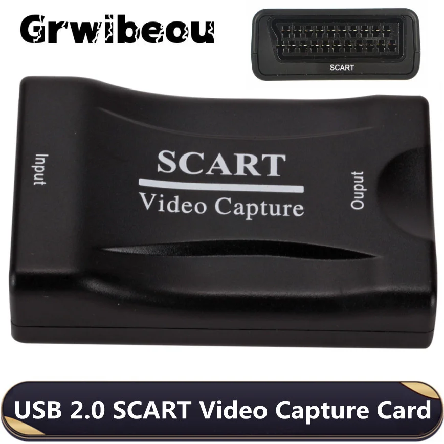 

Grwibeou 1080P USB 2.0 Video Capture Card Scart Gaming Record Box Live Streaming Recording Home Office DVD Grabber Plug And Play