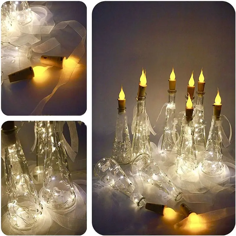 

Fairy Flame String Lights Cork Shaped Night Candle Wine Bottle Lamp for Party Christmas Halloween Wedding DIY Decoration
