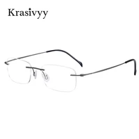 krasivyy brand pure titanium rimless glasses frame men ultralight screwless myopia prescription eyewear frameless eyeglasses