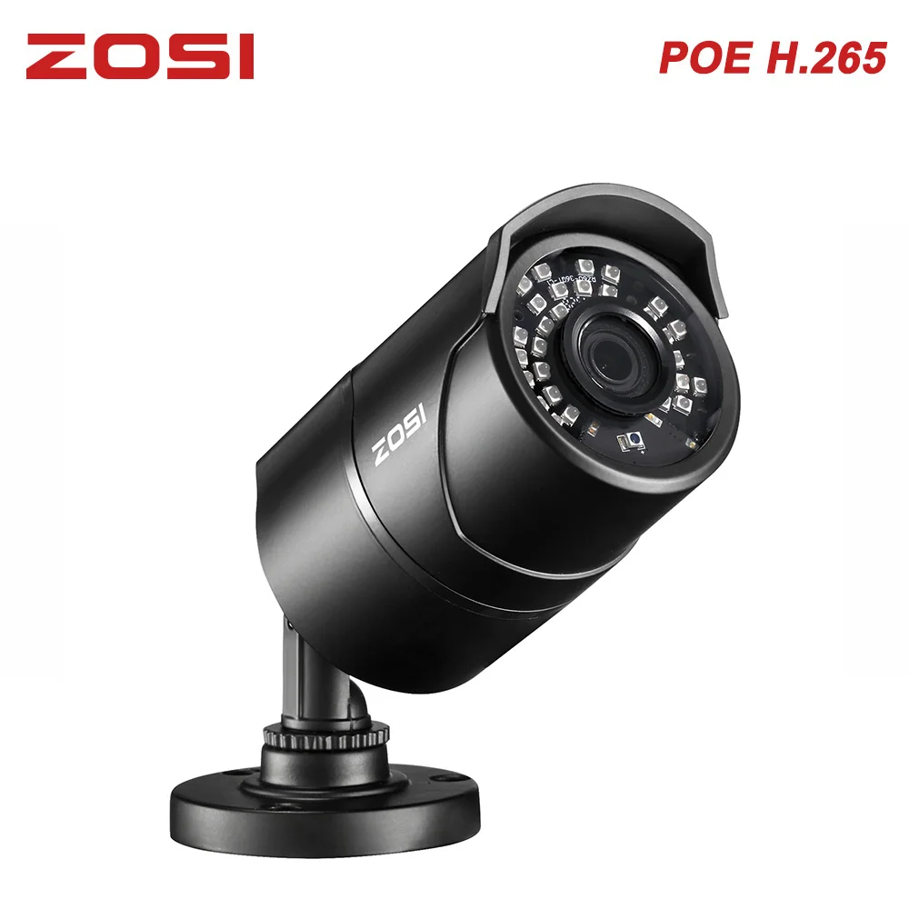 IP камера ZOSI H.265 1080P 2 МП цилиндрическая для системы видеонаблюдения 8 канальной poe