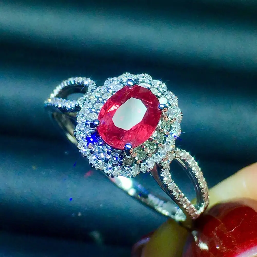 Кольцо с рубином из чистого 18-каратного золота ювелирные изделия настоящего