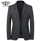 Plyesxale Slim Fit Для мужчин рубашка в клетку пиджак с локтевыми заплатами пиджак-блейзер для мальчика Для мужчин осень Для мужчин s блейзеры Повседневное Terno Q516