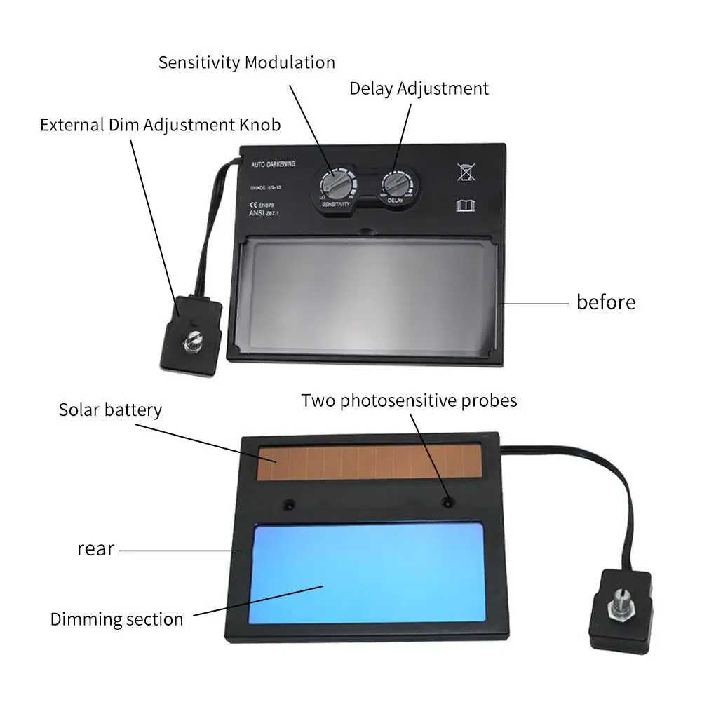 Сварочная защитная маска с автоматическим затемнением на солнечной энергии