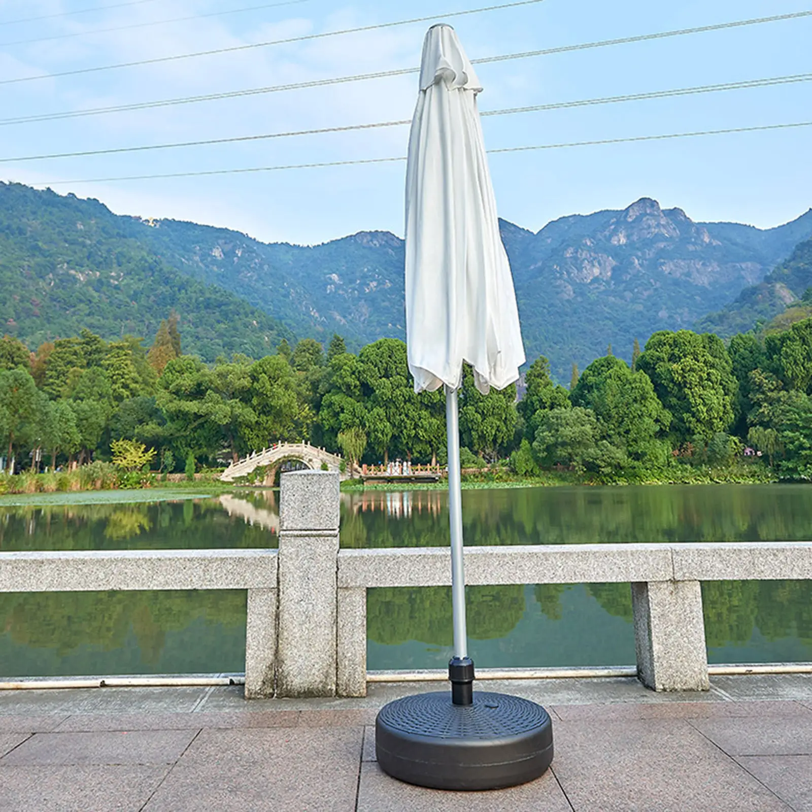 

Patio Parasol Umbrella Base Stand Accessory Holder Support Heavy Duty Black