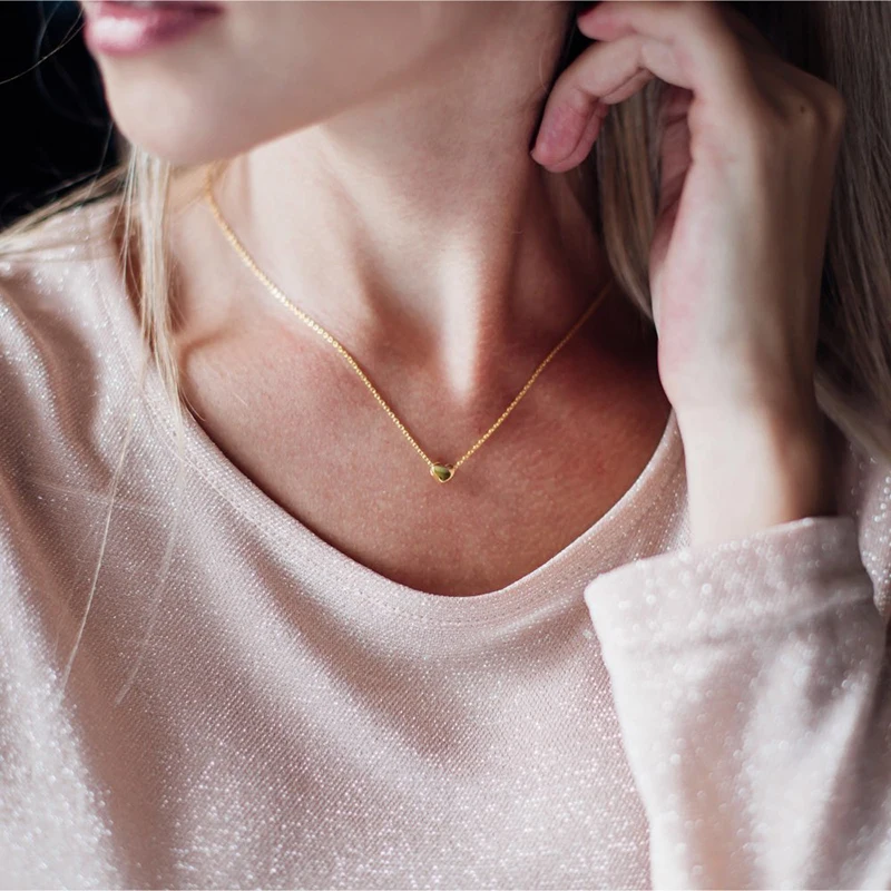 925 стерлингового серебра кулон ожерелье для женщин сердце Форма воротник по