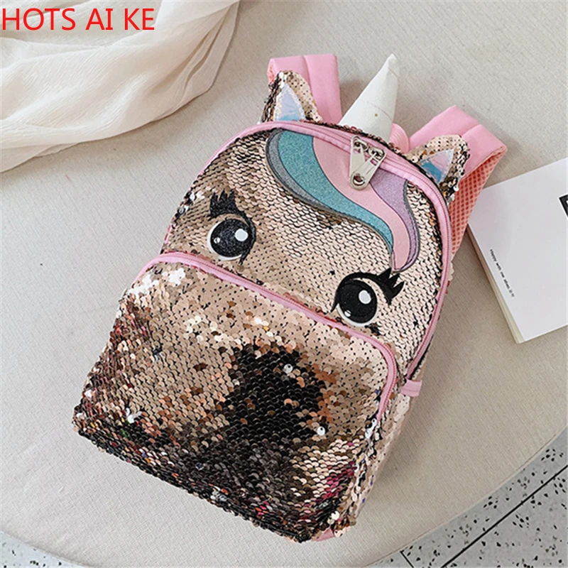 

Unicorn sequin schoolbag multi color jelly bag small backpack for women girls s,L size kindergarten kids backpack large