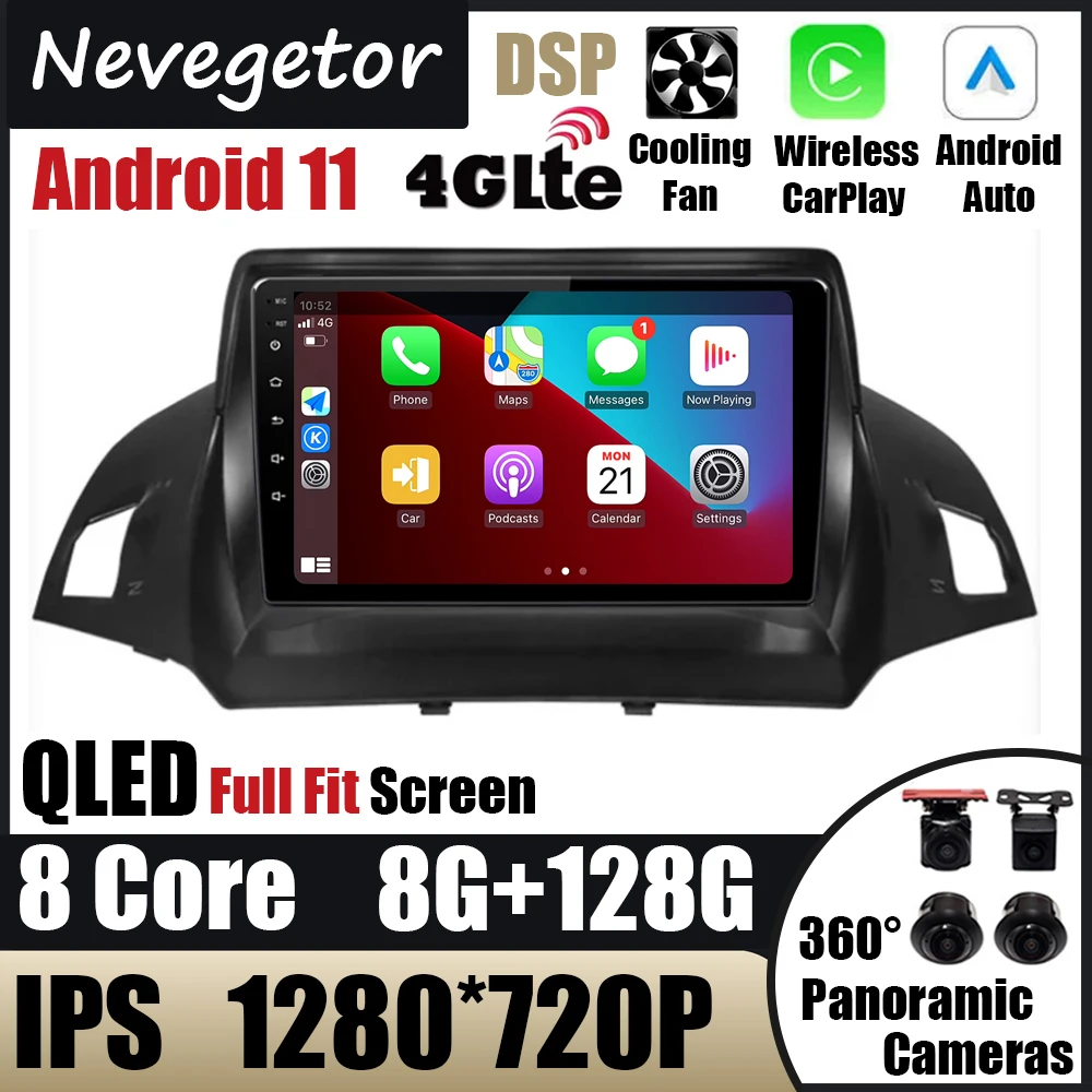 

2 Din Android 11 For Ford Escape Kuga 2 2013 - 2016 Auto Radio 8G+128G Car Radio Multimedia GPS Track Carplay 2din