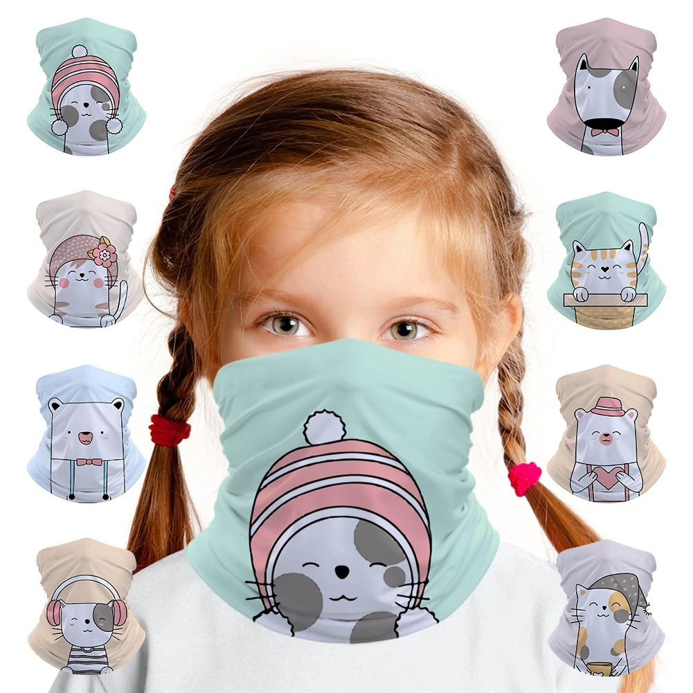 Простая детская маска с котом бандана повязка на голову шарф труба Балаклава