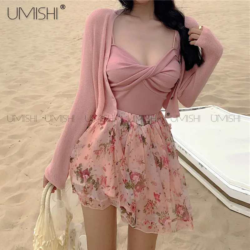 

Make new knitting condole is prevented bask in cardigan color chiffon skirts M