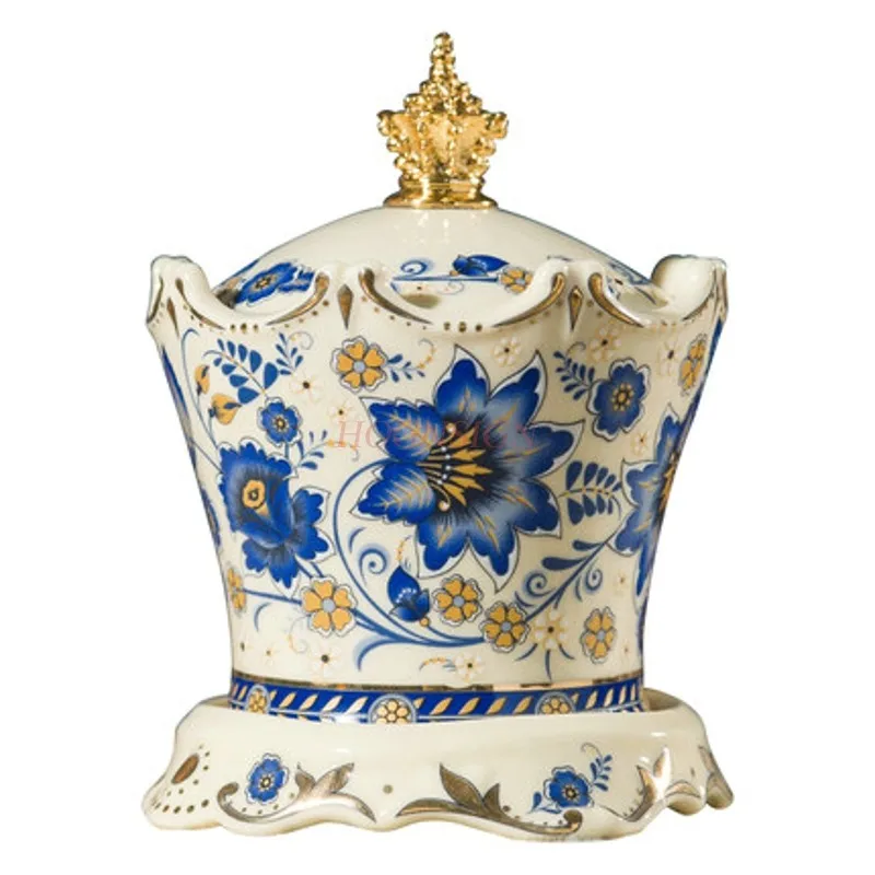 

toothpick box Toothpick Household Enamel Toothpick Jar Ceramic Inlay Metal Toothpick Bucket