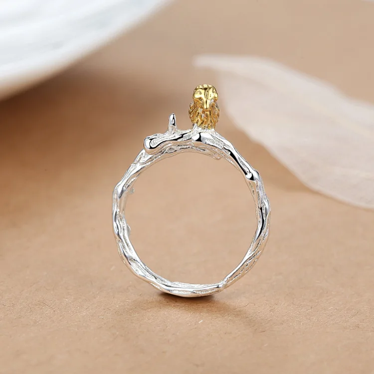 

DIEERLAN Boho Vintage 925 Sterling Silver Bird Rings For Women Men Big Open Finger Rings Party Gifts Anillos