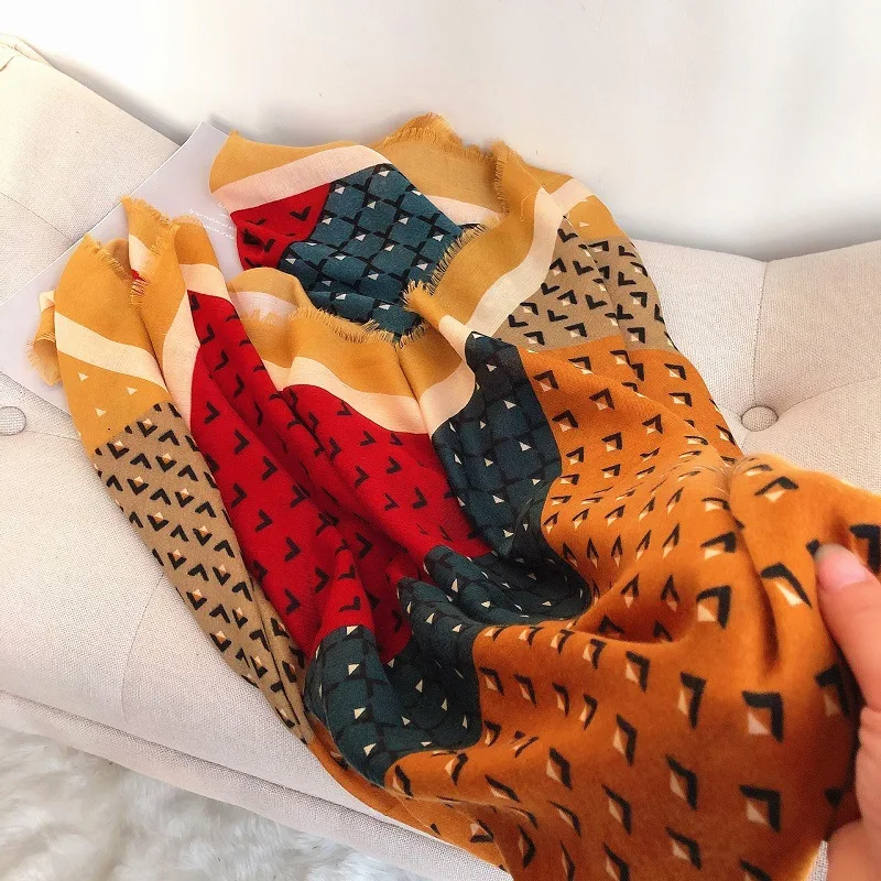 1 Осенний модный квадратный шарф из вискозы с геометрическим рисунком, женский шарф высокого качества, пашмины, палантин, мусульманский хиджаб 130*130 см - Цвет: 1