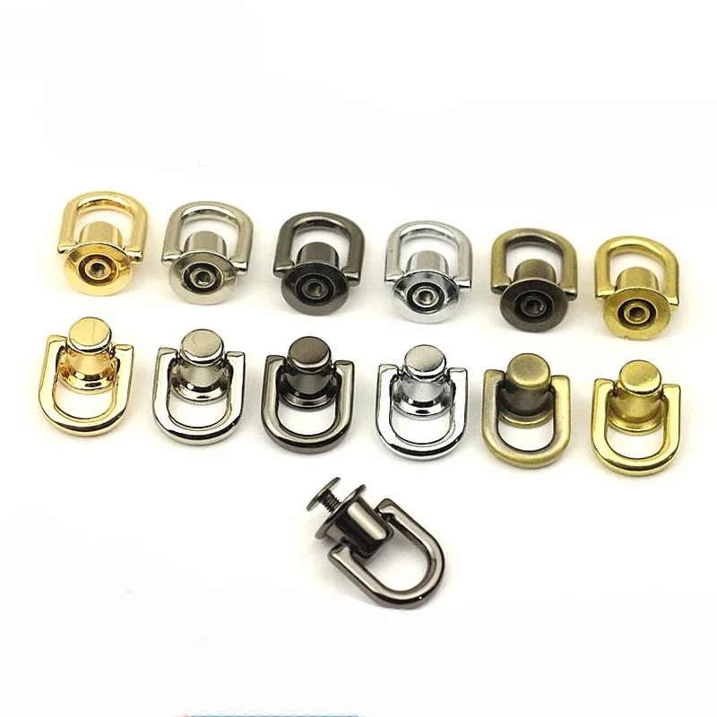 

30pcs 10mm D Ring Bag Handles Chain Hook Bag Side Clip Connector Screw Nail Rivet Handbag Strap Connector Clasp Buckle DIY Craft