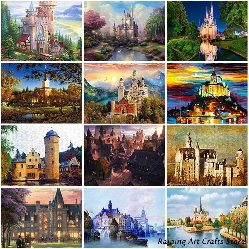 

5D Diy Diamond Painting Palace Castle Embroidery Full Round Square Drill Cross Stitch Kits Landscape Mosaic Pictures Home Decor