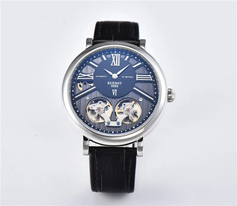 

2021 Mechanical New Fashion KR8005-4 Leather Men Watch Stainless Steel Waterproof Sports Chronograph QuartzRelogio Masculino