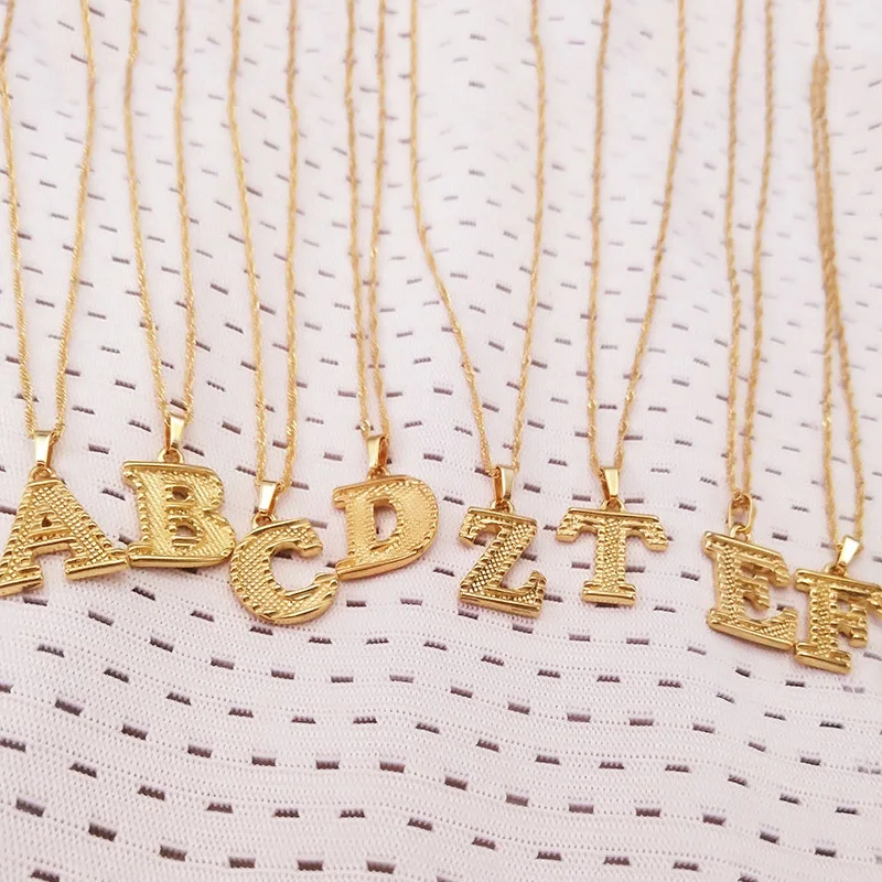 Хит продаж большой буквы ожерелье для женщин в золотом цвете из нержавеющей