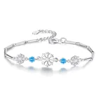 Элегантный браслет из серебра пробы с голубыми и прозрачными кристаллами в виде снежинок браслет для женщин и девушек подарок на свадьбу и день рождения