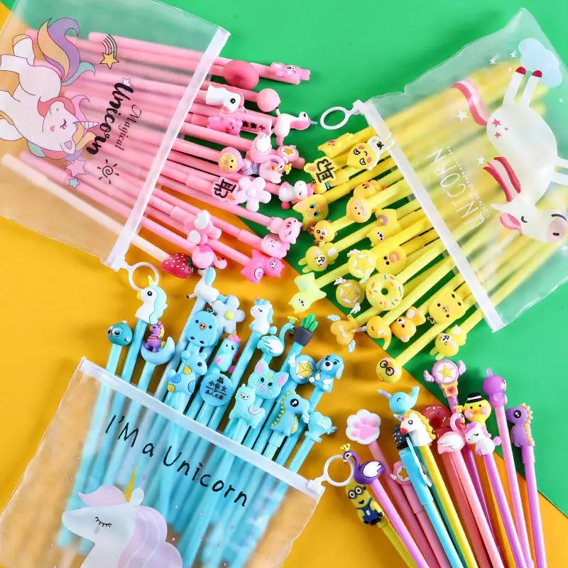 

20pcs/set Gel Pen Set Student Stationery 0.38mm Cartoon Plastic Writing Pens School Stationery Office Suppliers Kids Gifts