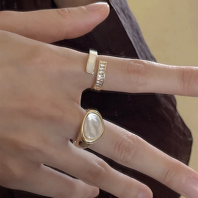 2 шт./компл. 2022 корейская мода темпераментные металлические кольца с ракушкой для