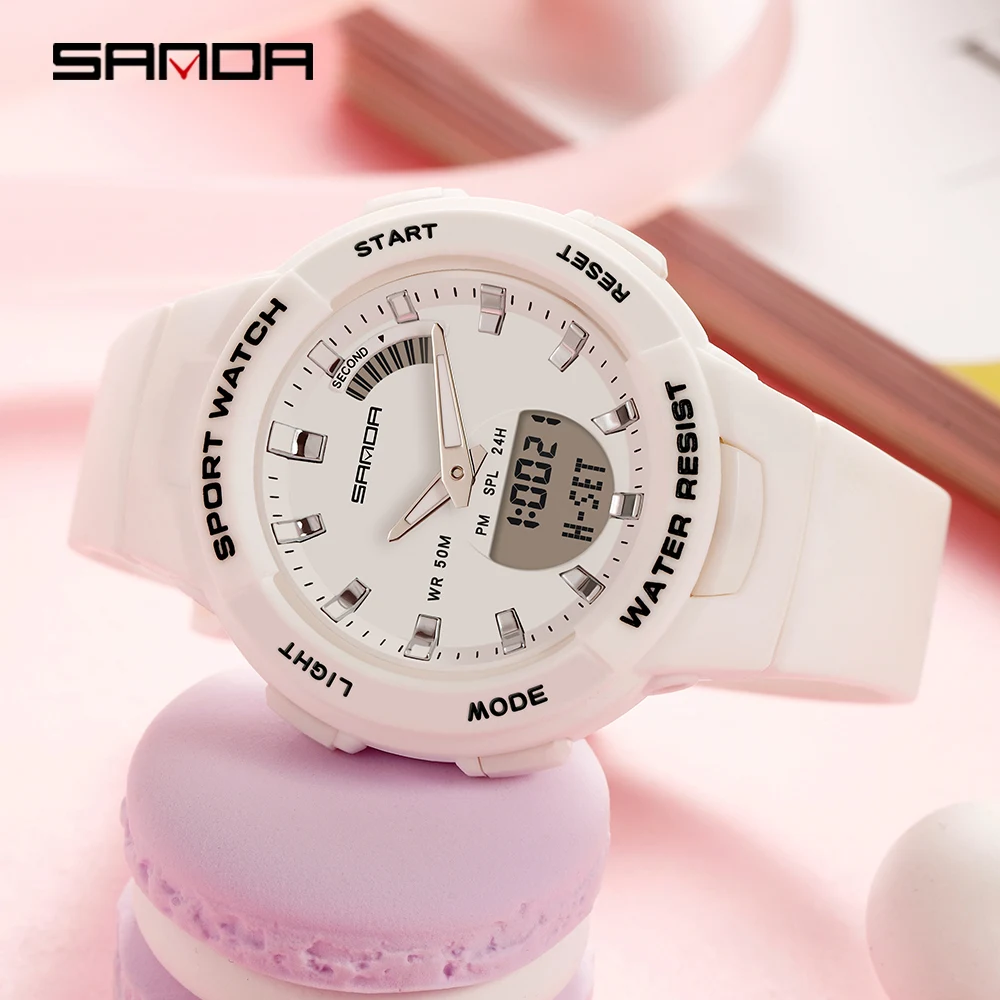 Sanda New Luxury Fashion Women Sport Watch Military Waterproof Multifunctional Led Digital Quartz Relogio Feminino 6005