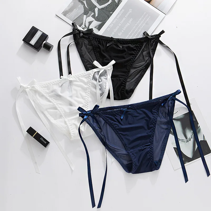 Женские сексуальные трусы 2020 новые модные нейлоновые с низкой талией и бантом