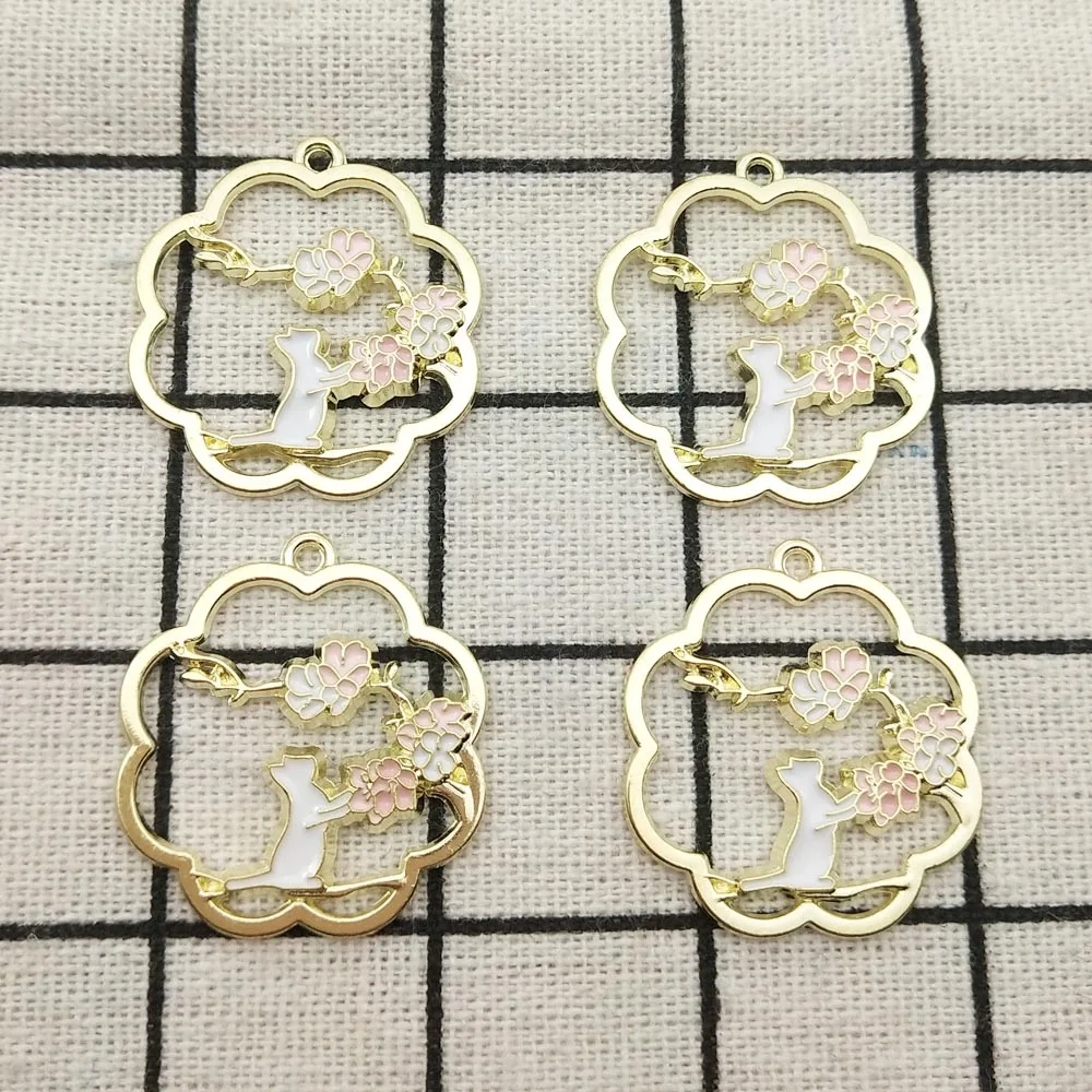 

10 шт. эмалевый цветок Кот очаровательные серьги кулон для изготовления ювелирных изделий браслет ожерелье аксессуары «сделай сам» фурниту...