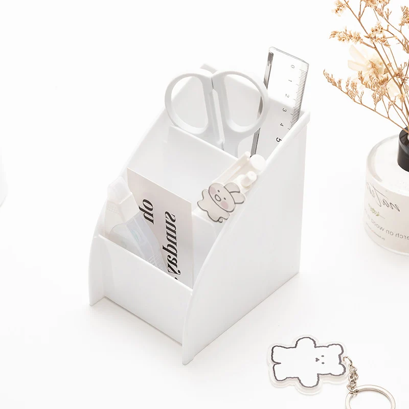 

Multi-Functional Trapezoid Organizer Remote Control Storage Box Mobile Phone Holder Makeup Storage Case Desk Decor 3 Grid Remote