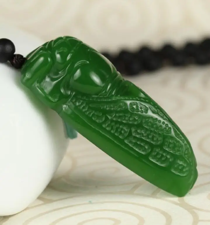 LETSFUN Изящные Ювелирные изделия Натуральная Зеленая яшма Цикада ручной работы