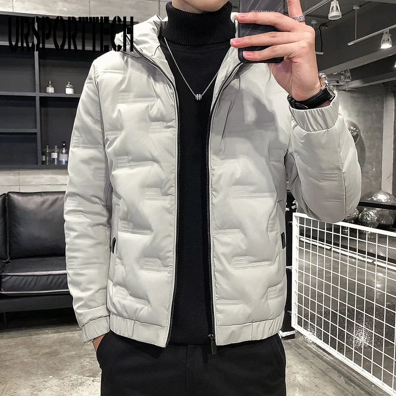 URSPORTTECH New Quality Down Jacket Men Winter Thick Warm 80% White Duck Down Hooded Man Coat Jaqueta Masculino Chaqueta Hombre