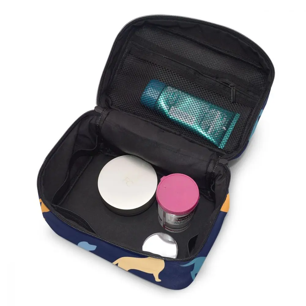 

2021 Women Makeup Bag Cosmetic Bags Colorful Dachshunds Dog Lover Pet Navy Ladies Beauty Case Cosmetics Organizer Toiletry Bag