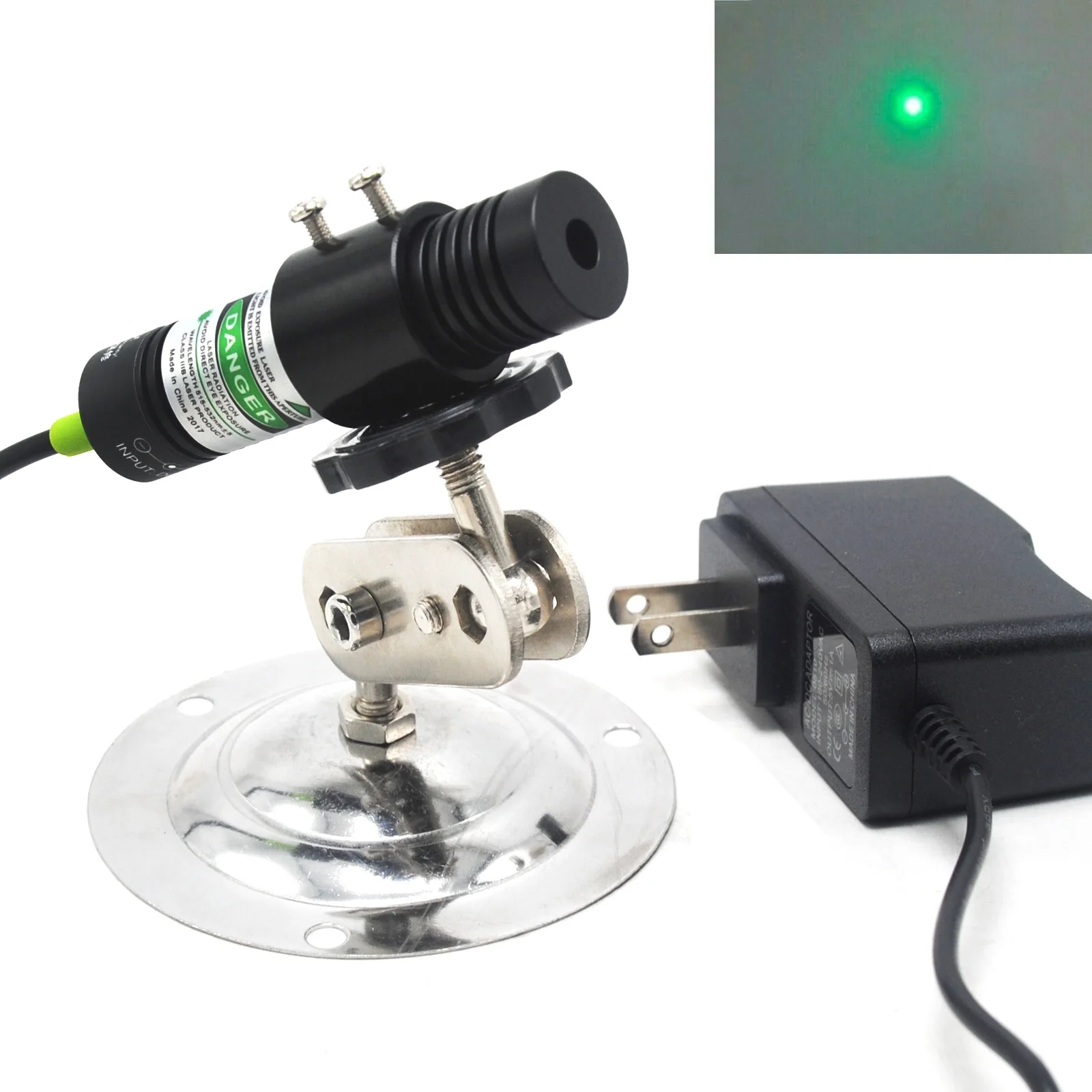 Focusable 532nm 50mw Green Laser Diode Module Focus Dot w 5V Power Adapter &amp 18mm Heatsink Holder | Лампы и освещение