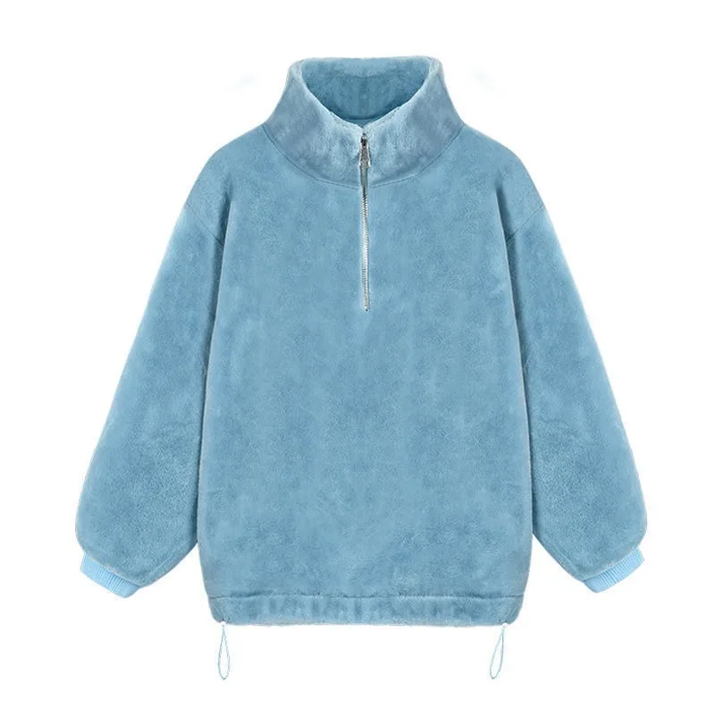 

Women Hoodies Winter Sweatshirts Pullover Casual Turtleneck Thicken Loose Autumn Warm Female Solid Soft Fashion Long Sleeve New