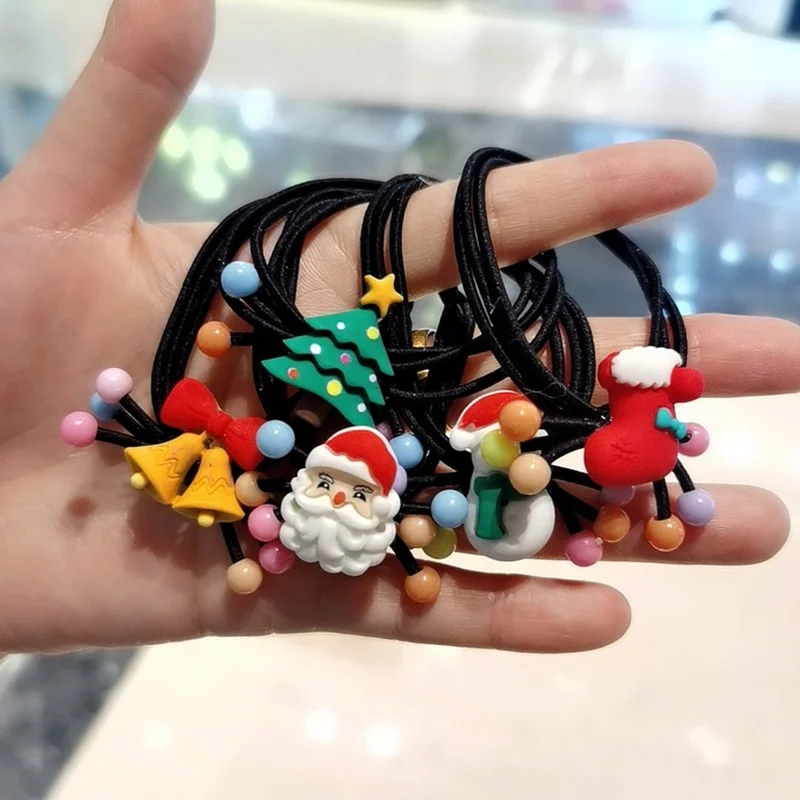 

2021 Christmas Children's Hair Ring Headrope Santa Claus Hair Ornaments Children's Ornaments Do Not Hurt Hair Tendons Hair Tie