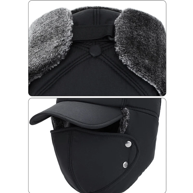 

Men Hat Cap Ear Flap Warm Thicken Windproof Comfortable for Winter Outdoor Skiing BHD2