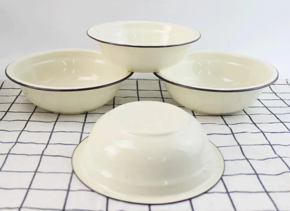 3pcs Vintage enameled print Basin bowl dishes pots fruit soup bowls wash Kitchen household items | Дом и сад