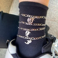 flatfoosie silver color a z alphabet anklets bracelets for women adjustable initial letter anklets summer sandals foot jewelry