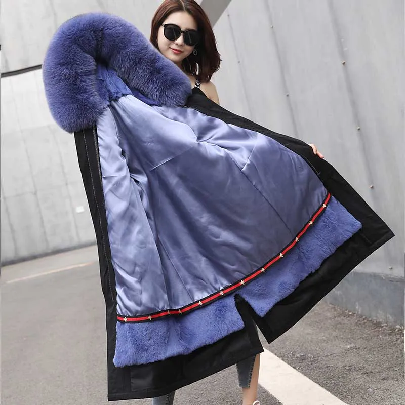 Женские парки с меховой вставкой Рекс зимняя теплая куртка натуральным лисьим
