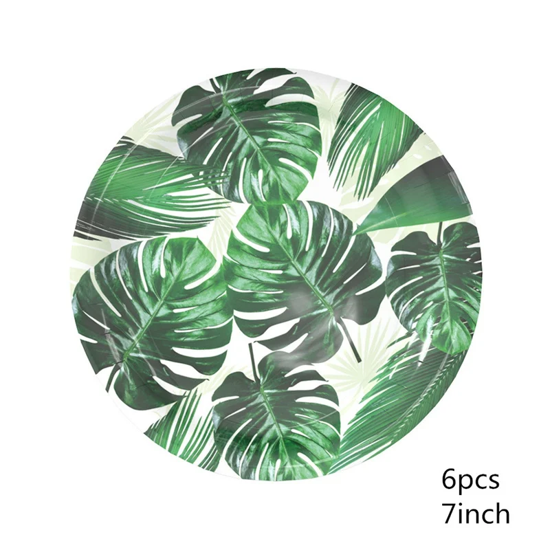 Листья тропической пальмы Бумага кружки тарелки салфетки баннер летний игр тема