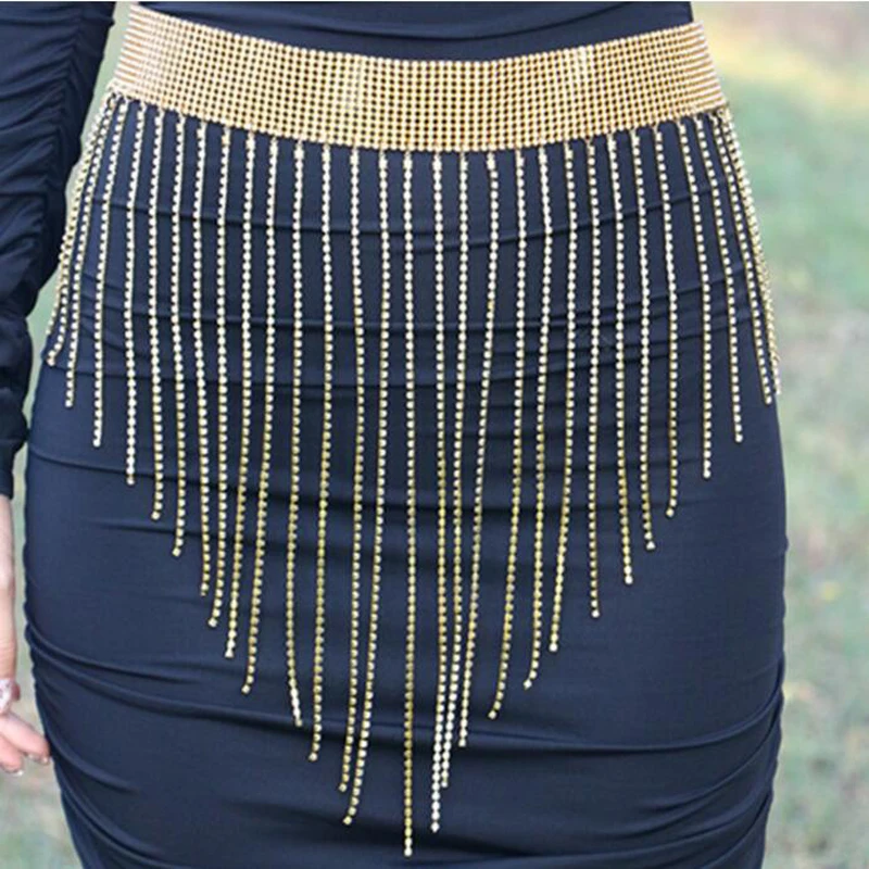 Роскошный свадебный пояс Стразы с золотыми кристаллами женский серебряный