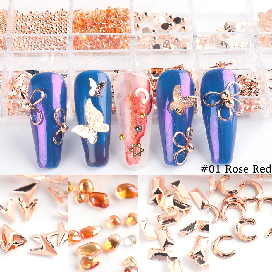 

Nail Art Rhinestones Rose Gold Butterfly Heart FlatBack Accessories Gel Polish Decaorations For Nails Manicure Tools SA1875