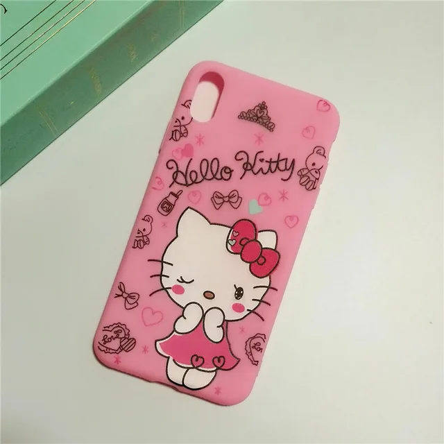 A Мягкая силиконовая Розовая кукла задняя крышка для coque iphone 11 11pro 11pro max Прекрасный чехол для телефона hello kitty для iphone X XS MAX - Цвет: A