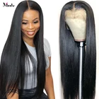 Meetu Прозрачная сетка 13x6 кружевной передний парик 100% индийские человеческие волосы парики 30 дюймов кружевной передний парик Remy прямой парик на сетке 5x5