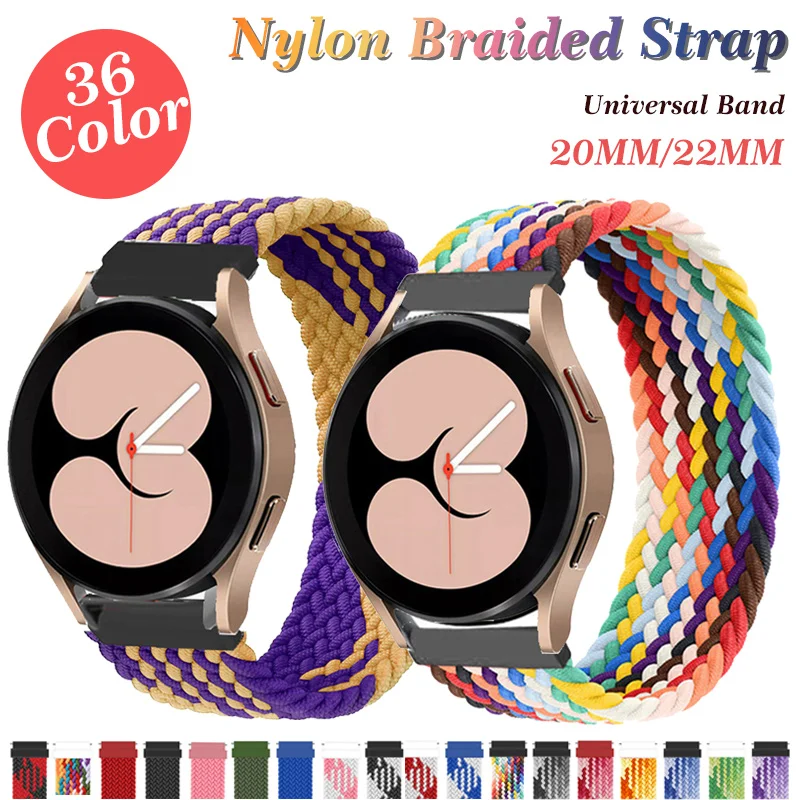 

20mm 22mm Nylon Braided Strap for Samsung Galaxy Watch 4 40mm 44mm Classic 42mm 46mm Sport Watch Solo Loop Band for amazfit bip