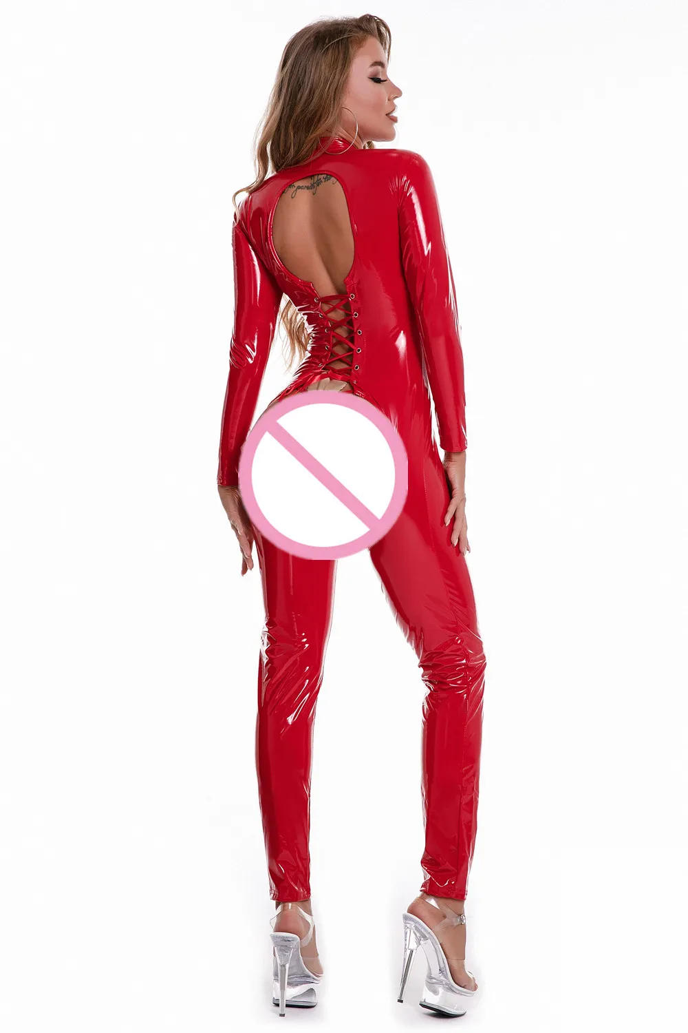 Женский Летний комбинезон из искусственной кожи с вырезами на молнии - купить по