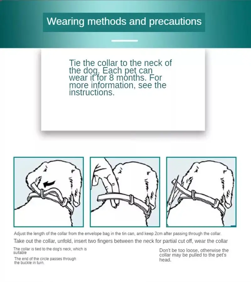 Ошейник для блох собак регулируемый ошейник маленьких и больших питомцев 8