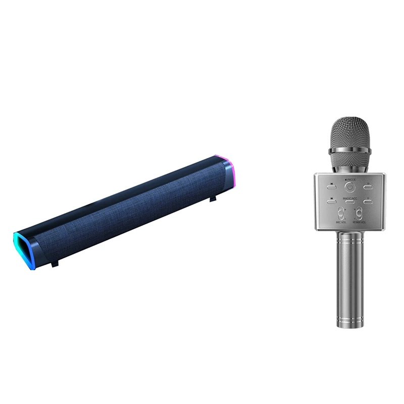 

3D Surround Soundbar Bluetooth 5.0 Wired Speakers Sound Bar With Bluetooth Musical Microphone,Professional Speaker