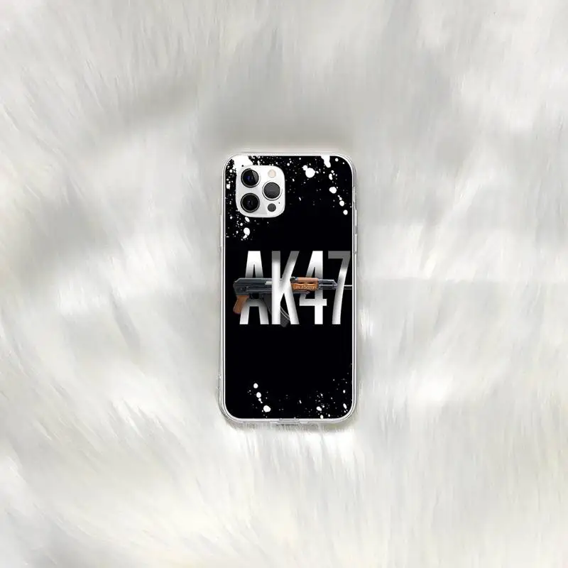 

AK47 Handgun Gun BUllets Phone Case for iphone 6s 7 8plus xr xs max 11 12 pro max mini clear cover