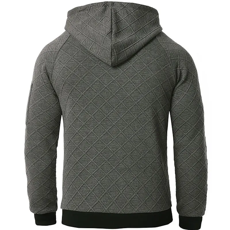 

Quilted Sweatshirt Men Brand Kanga Pocket Mens Plaid Hooded Sweatshirts Casual Slim Fit Solid Color Hoodies Sudaderas Hombre 3XL