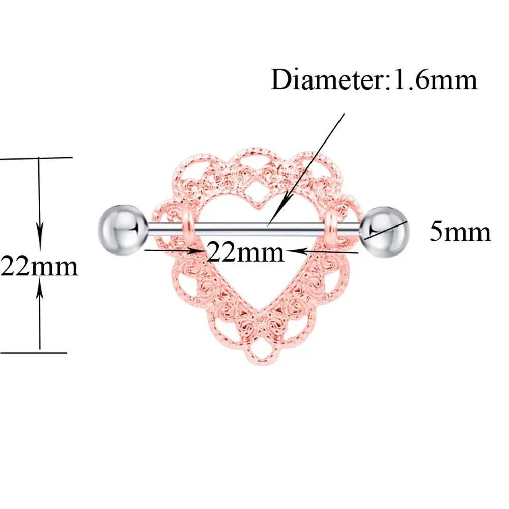 1 Pair Fashion Round Non-Piercing Nipple Ring Shield Body Piercing Jewelry Nickel-free Fake Piercing 316L Surgical Steel